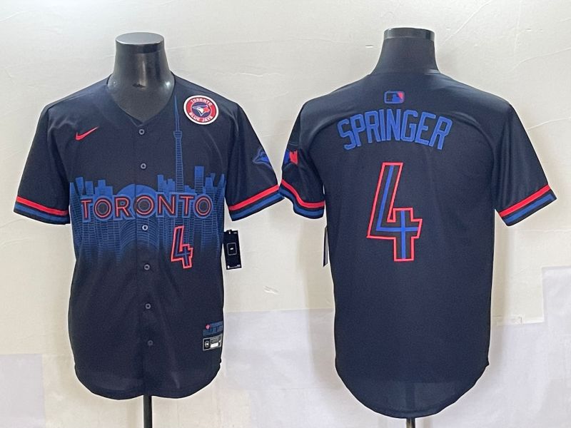 Men 2025 Toronto Blue Jays #4 Springer Black Joint Name Nike MLB Jersey style 12->toronto blue jays->MLB Jersey
